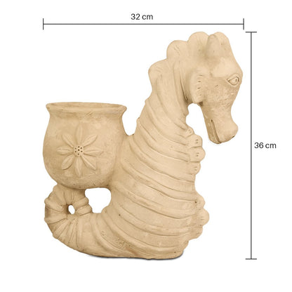Seashell Seahorse Earthen Planter – Pots & Planters by Swadeh available on Brown Living™. . SKU: A0_plt_0027. Img 5.