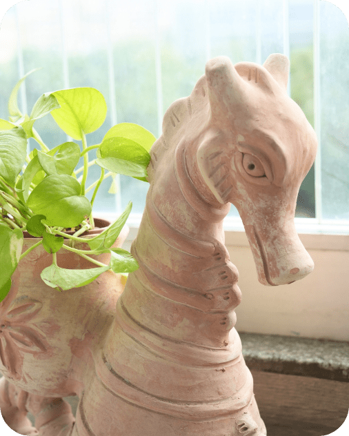 Seashell Seahorse Earthen Planter – Pots & Planters by Swadeh available on Brown Living™. . SKU: A0_plt_0027. Img 3.