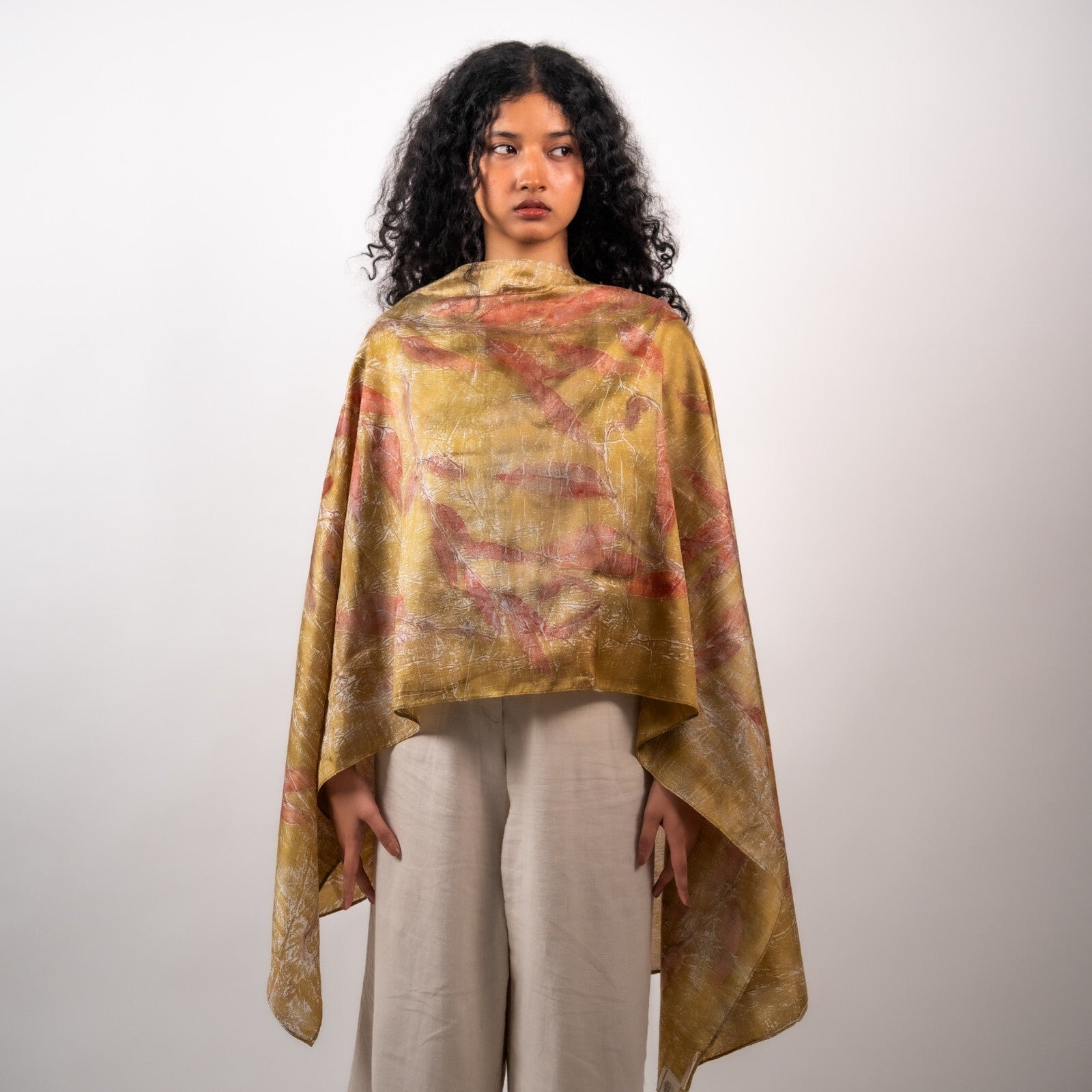 Seaweed Silk Scarf | Soft, Sustainable & Naturally Dyed Silk Scarf – Womens Scarf on Brown Living™. SKU: scarfseaweed. Img 7.