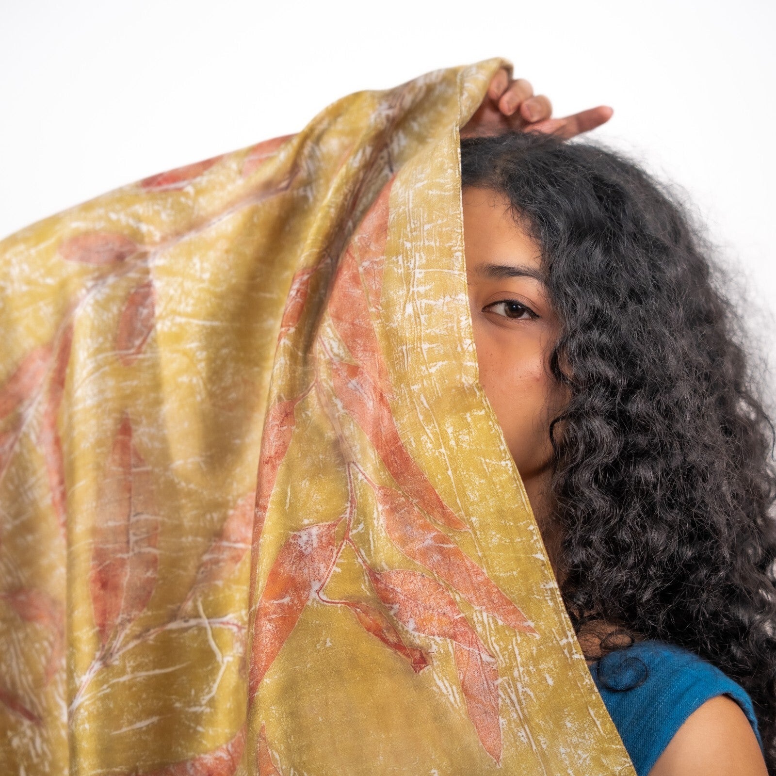 Seaweed Silk Scarf | Soft, Sustainable & Naturally Dyed Silk Scarf – Womens Scarf on Brown Living™. SKU: scarfseaweed. Img 8.