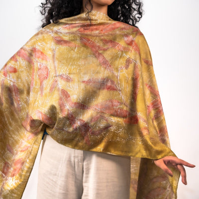 Seaweed Silk Scarf | Soft, Sustainable & Naturally Dyed Silk Scarf – Womens Scarf on Brown Living™. SKU: scarfseaweed. Img 1.