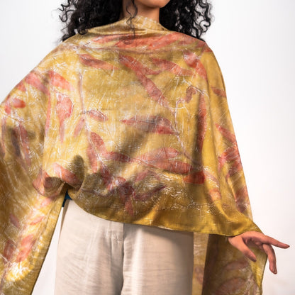 Seaweed Silk Scarf | Soft, Sustainable & Naturally Dyed Silk Scarf – Womens Scarf on Brown Living™. SKU: scarfseaweed. Img 1.