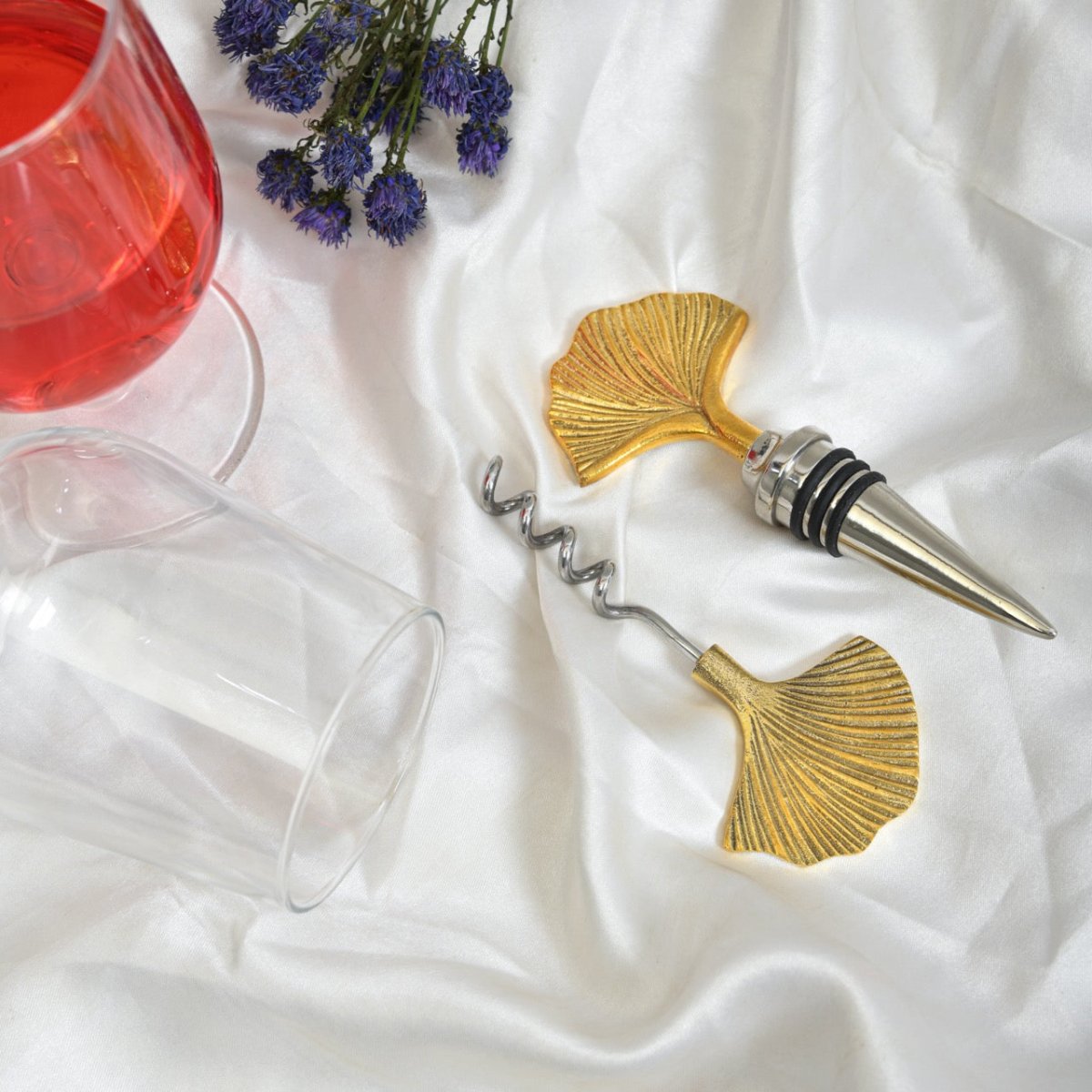 Seep stainless Steel & Brass Wine Opener + Cork Set | Verified Sustainable by Brown Living™