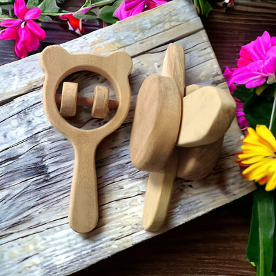 Sensory Developing Neem Wooden Flower Tumbler & Mickey Head Rattle – Baby Rattles on Brown Living™. SKU: R_FLTMBLR-MKHD. Img 6.