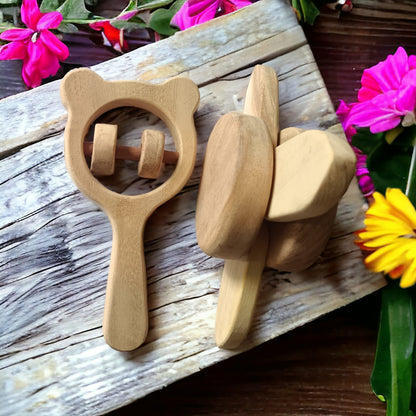 Sensory Developing Neem Wooden Flower Tumbler & Mickey Head Rattle – Baby Rattles on Brown Living™. SKU: R_FLTMBLR-MKHD. Img 6.