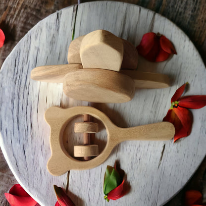 Sensory Developing Neem Wooden Flower Tumbler & Mickey Head Rattle – Baby Rattles on Brown Living™. SKU: R_FLTMBLR-MKHD. Img 5.