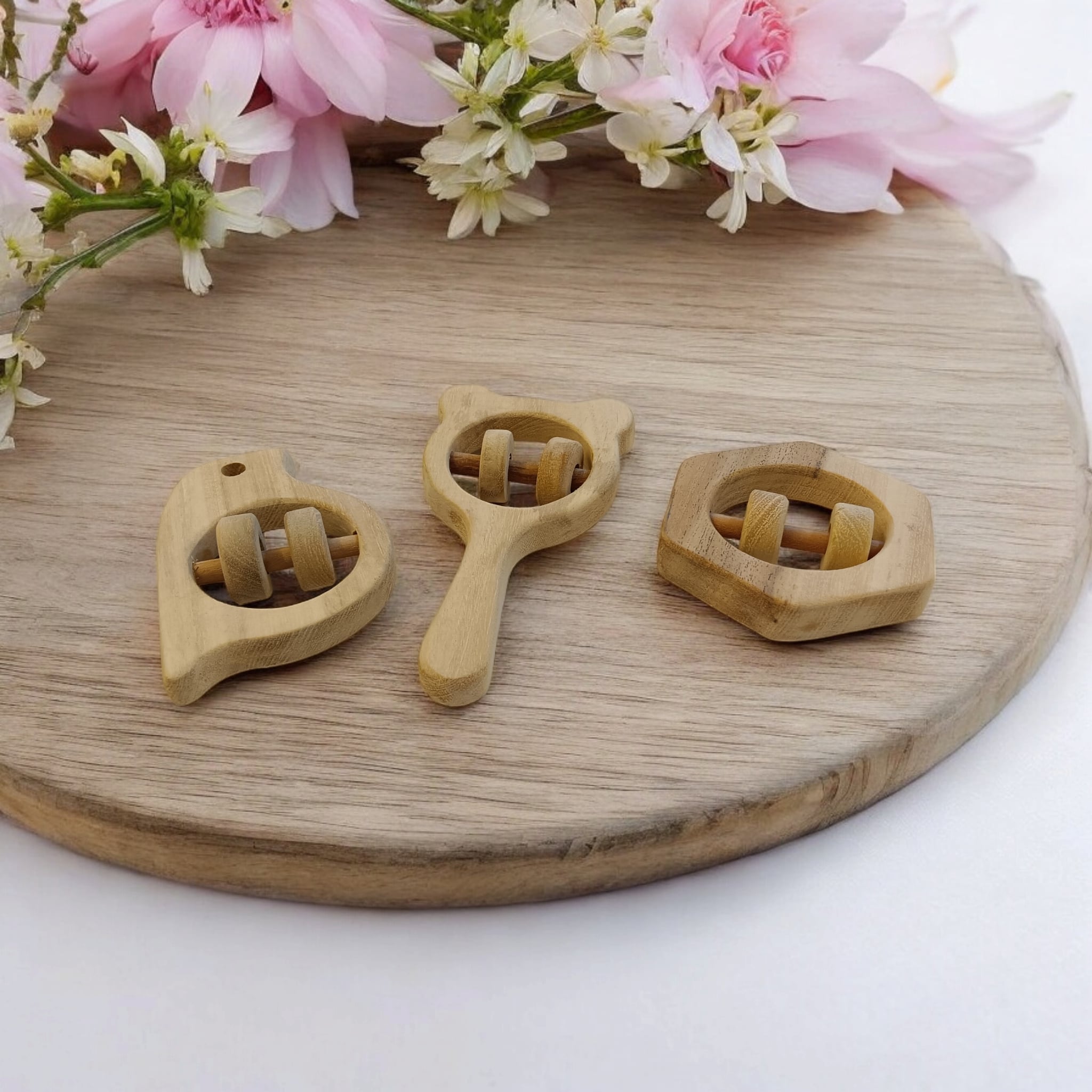 Sensory Developing Rattles – Sparrow, Mickey Head & Hexagon Shaped – Baby Rattles on Brown Living™. SKU: R_SPR-MKHD-HXN. Img 5.