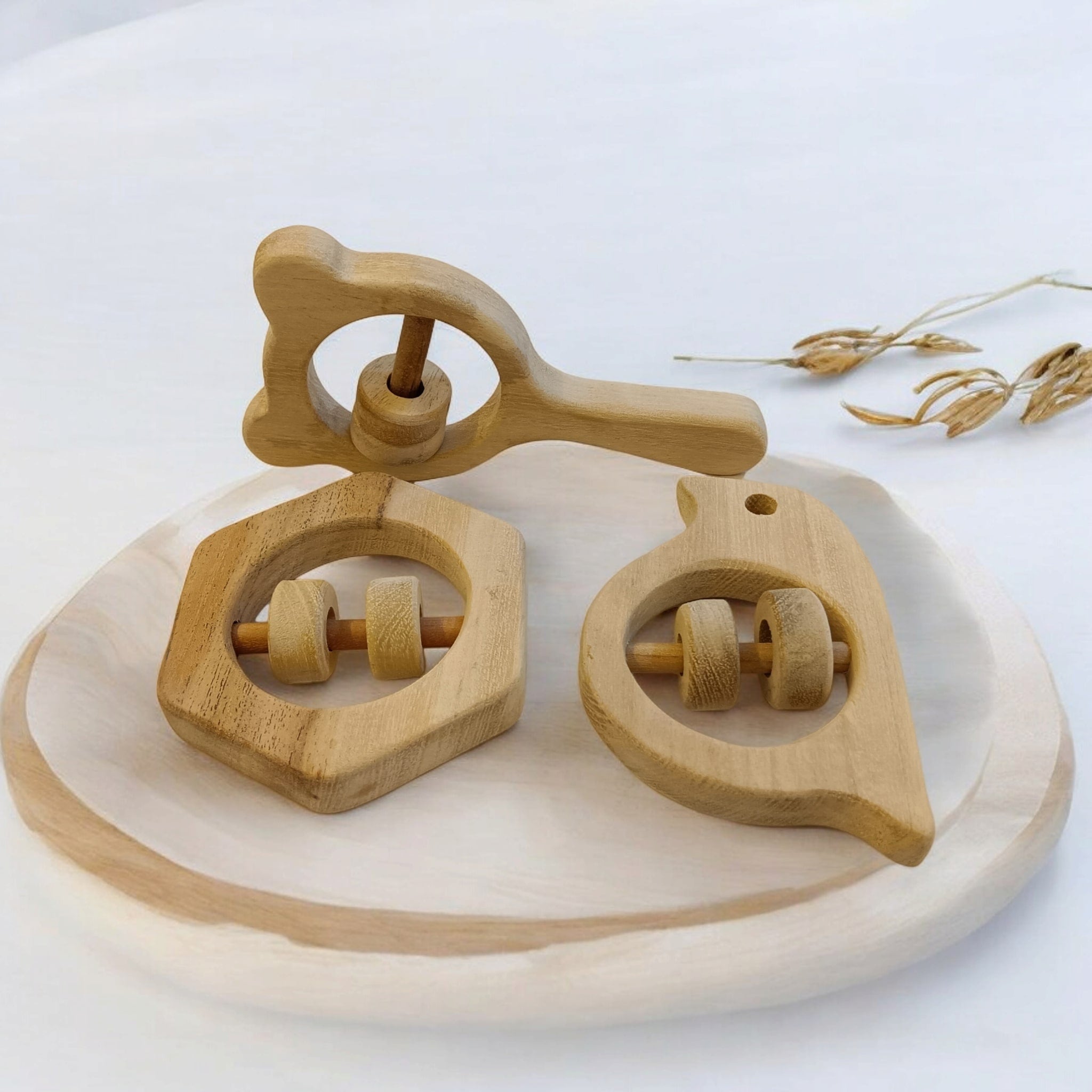 Sensory Developing Rattles – Sparrow, Mickey Head & Hexagon Shaped – Baby Rattles on Brown Living™. SKU: R_SPR-MKHD-HXN. Img 6.