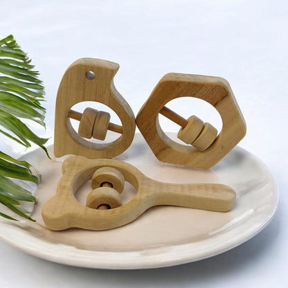 Sensory Developing Rattles – Sparrow, Mickey Head & Hexagon Shaped – Baby Rattles on Brown Living™. SKU: R_SPR-MKHD-HXN. Img 3.