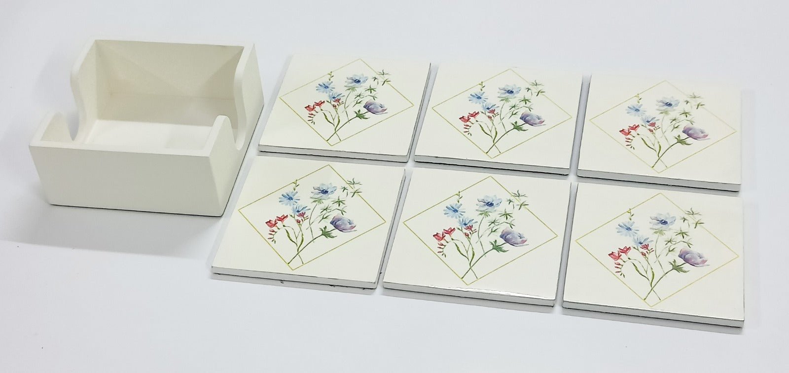 Serene Bloom Coasters Floral Decorative Drink Coasters Set – Coasters on Brown Living™. SKU: TLD-BL-09. Img 1.