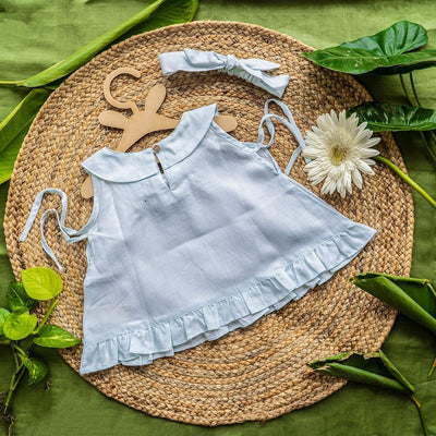 Serene Blue Top for Babies | Soft & Breathable Summer Wear – Kids Tops on Brown Living™. SKU: ARN0011_0-3. Img 4.