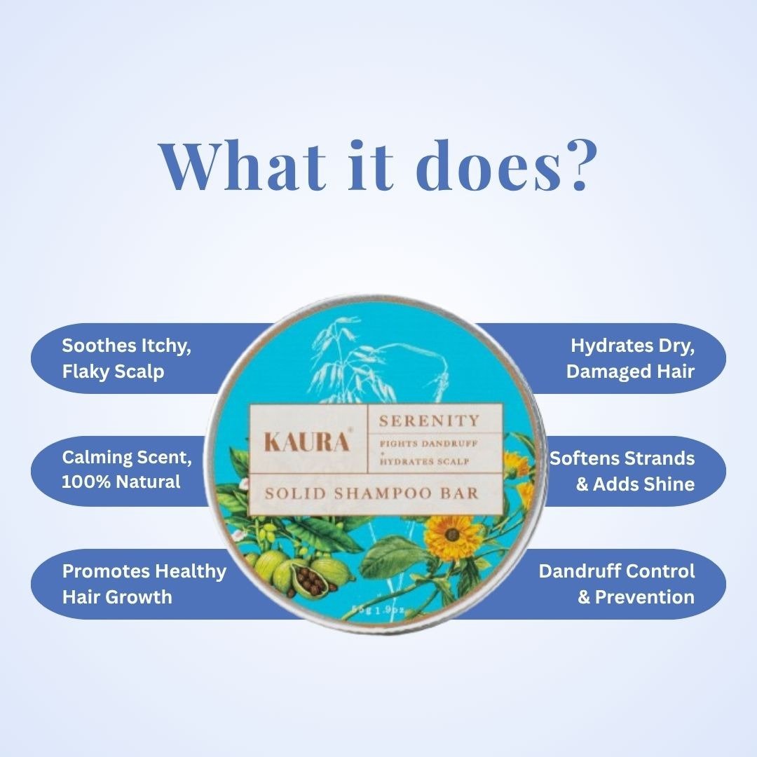 Serenity Solid Shampoo Bar with Herbal Calmness – 55g – Hair Shampoo by Kaura available on Brown Living™. . SKU: KI380. Img 2.