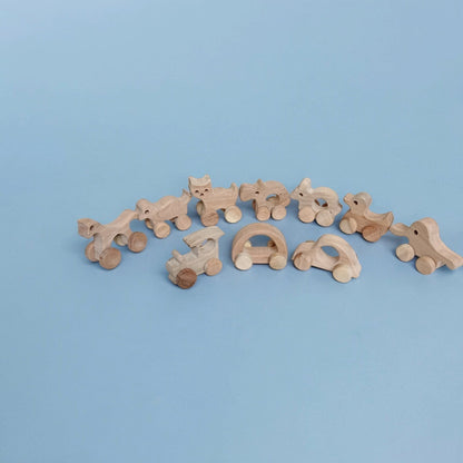 Set Of 10 Beautiful Push & Pull Toys For Toddlers – Toy Trains & Vehicles on Brown Living™. SKU: W_SET10. Img 3.