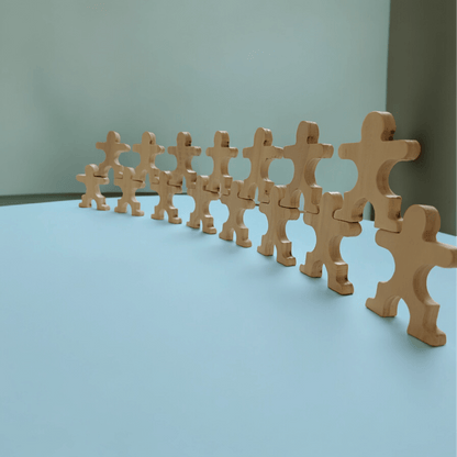 Set Of 15 Stacking Neem Wooden Acrobat Men For Toddlers – Wooden Toys on Brown Living™. SKU: STK_ACRO15. Img 1.