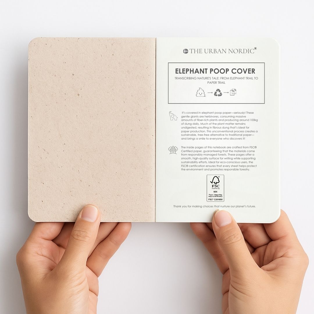 Set of 2 - Elephant Poop Paper Cover A5 & A6 Notebook with FSC Paper – Notebooks & Notepads by The Urban Nordic available on Brown Living™. . SKU: BREPSETA5PBA6SBRDFSC - 1 - . Img 9.