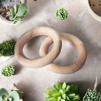 Set Of 2 Neem Wooden Teether Rings – Immunity Boosting For Infants – Baby Teethers & Soothers on Brown Living™. SKU: T_RNG2. Img 4.