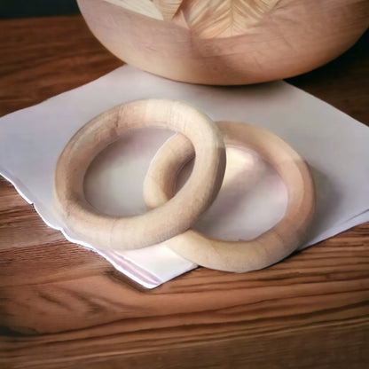 Set Of 2 Neem Wooden Teether Rings – Immunity Boosting For Infants – Baby Teethers & Soothers on Brown Living™. SKU: T_RNG2. Img 1.