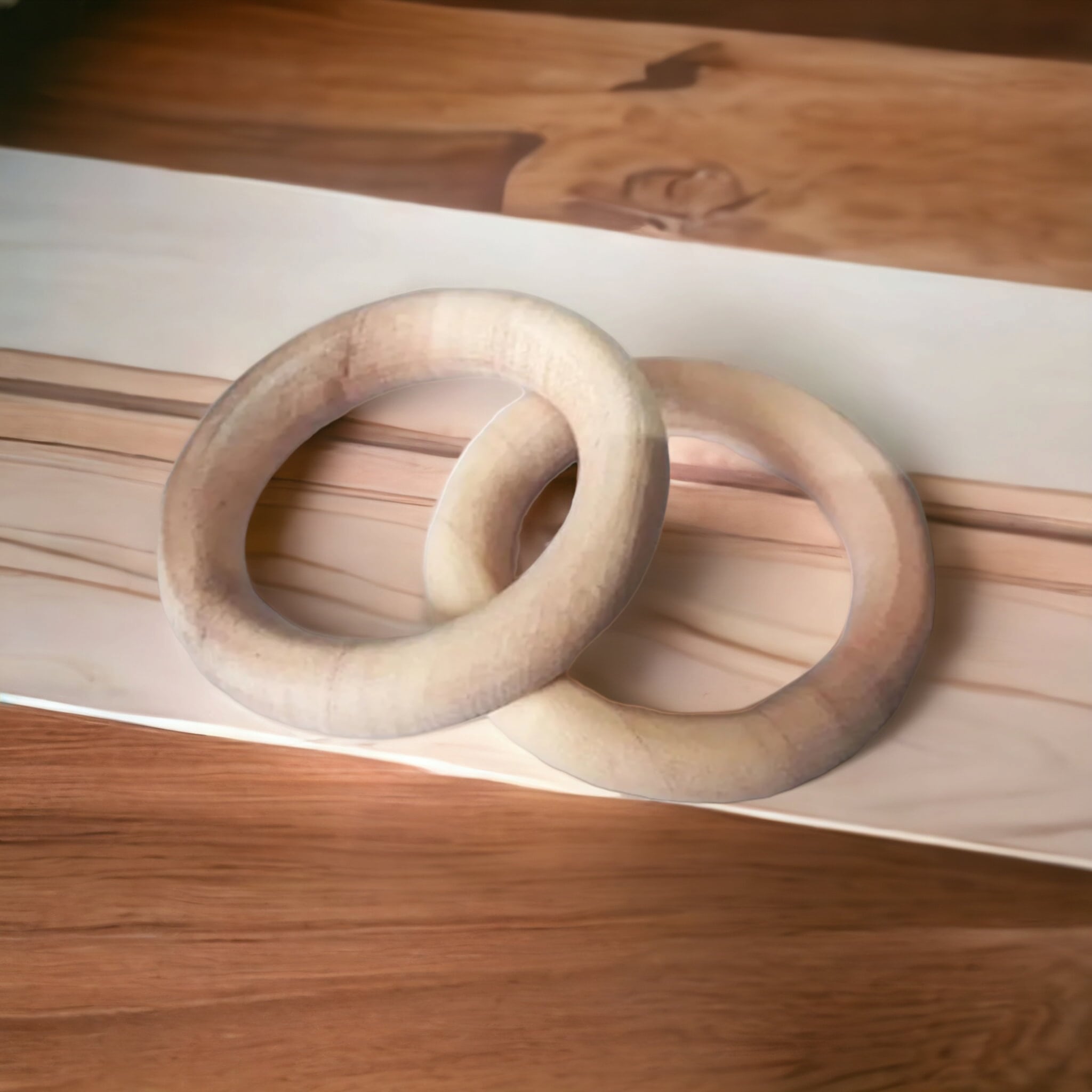 Set Of 2 Neem Wooden Teether Rings – Immunity Boosting For Infants – Baby Teethers & Soothers on Brown Living™. SKU: T_RNG2. Img 2.