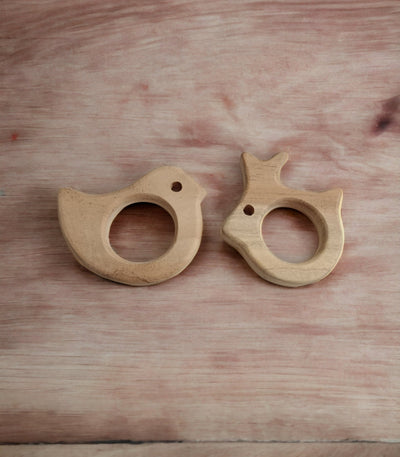Set Of 2 Soothing Neem Wooden Teethers – Dove & Rabbit Shapes – Baby Teethers & Soothers on Brown Living™. SKU: T_DV-RBT. Img 4.