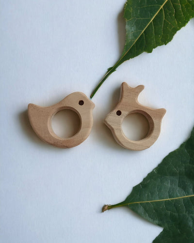 Set Of 2 Soothing Neem Wooden Teethers – Dove & Rabbit Shapes – Baby Teethers & Soothers on Brown Living™. SKU: T_DV-RBT. Img 5.