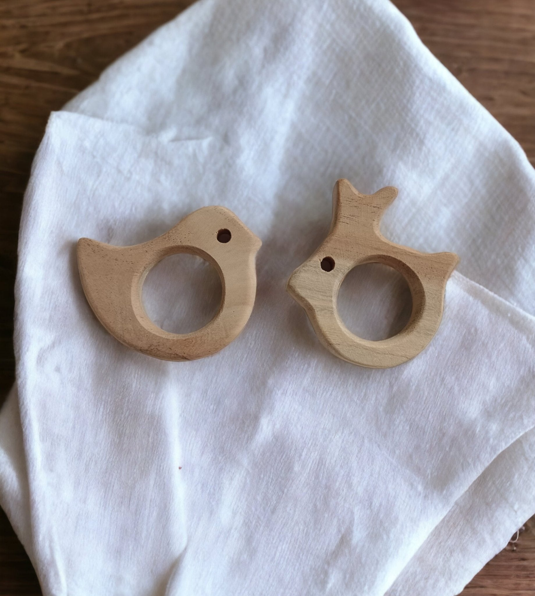 Set Of 2 Soothing Neem Wooden Teethers – Dove & Rabbit Shapes – Baby Teethers & Soothers on Brown Living™. SKU: T_DV-RBT. Img 3.