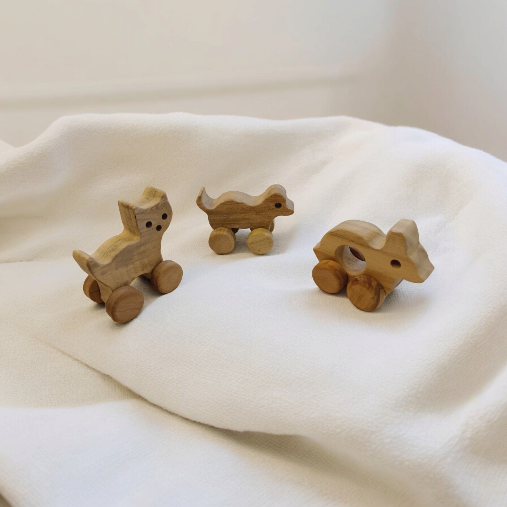 Set Of 3 Cute Wheel Toys Made From Neem For Toddlers – Toy Trains & Vehicles on Brown Living™. SKU: W_DG-CT-RBT. Img 3.