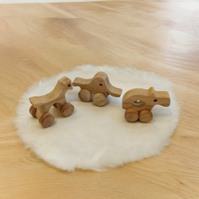 Set Of 3 Jungle Animal Neem Wooden Wheel Toys For Toddlers – Toy Trains & Vehicles on Brown Living™. SKU: W_HRS-ELP-HPO. Img 6.