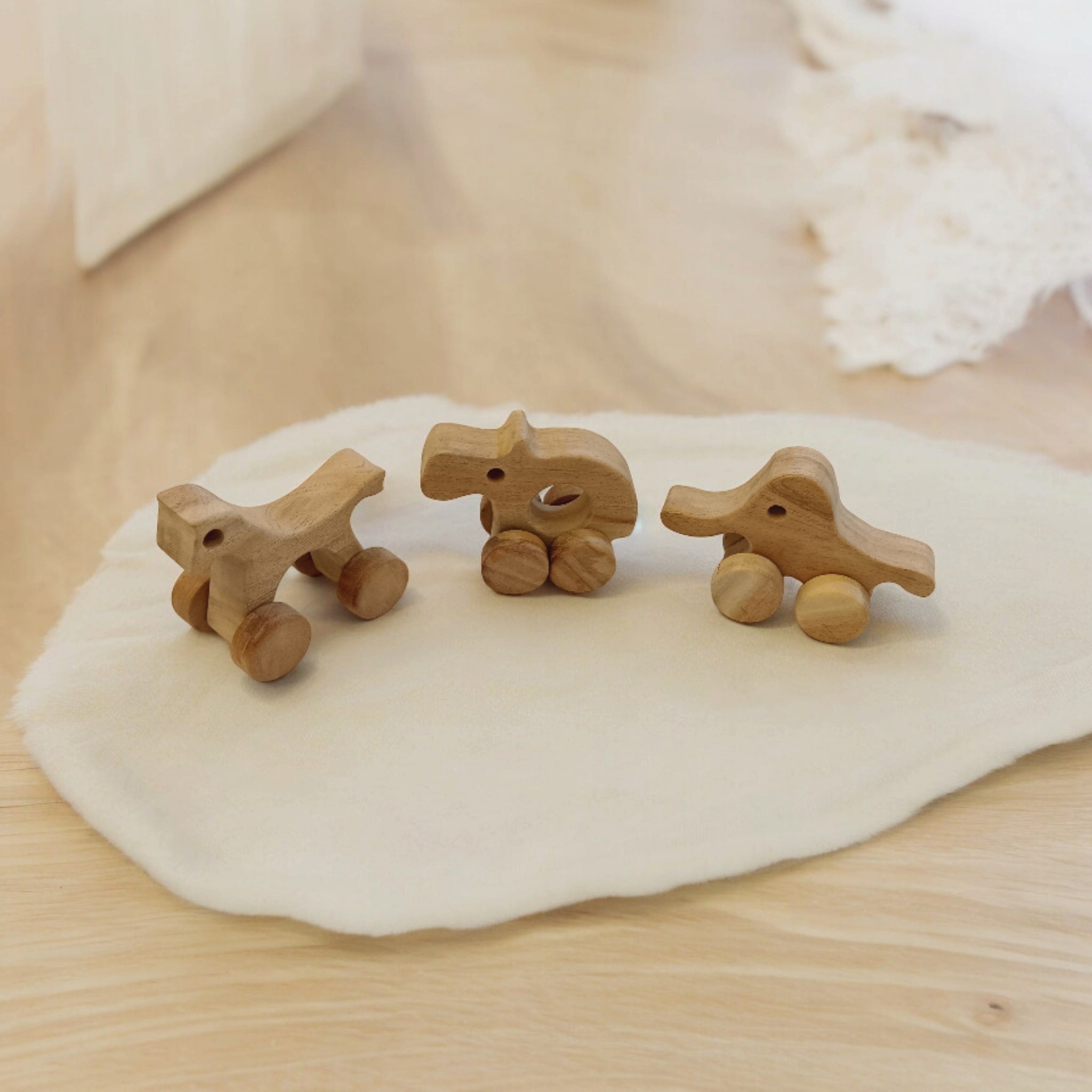 Set Of 3 Jungle Animal Neem Wooden Wheel Toys For Toddlers – Toy Trains & Vehicles on Brown Living™. SKU: W_HRS-ELP-HPO. Img 8.