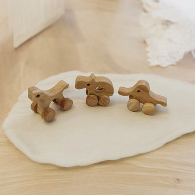 Set Of 3 Jungle Animal Neem Wooden Wheel Toys For Toddlers – Toy Trains & Vehicles on Brown Living™. SKU: W_HRS-ELP-HPO. Img 8.