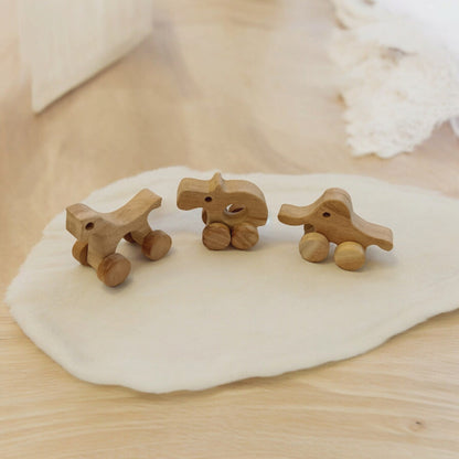 Set Of 3 Jungle Animal Neem Wooden Wheel Toys For Toddlers – Toy Trains & Vehicles on Brown Living™. SKU: W_HRS-ELP-HPO. Img 8.