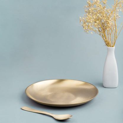 Set of 6 Matt Finish Handmade Bronze Breakfast Plate with Spoon | Verified Sustainable by Brown Living™