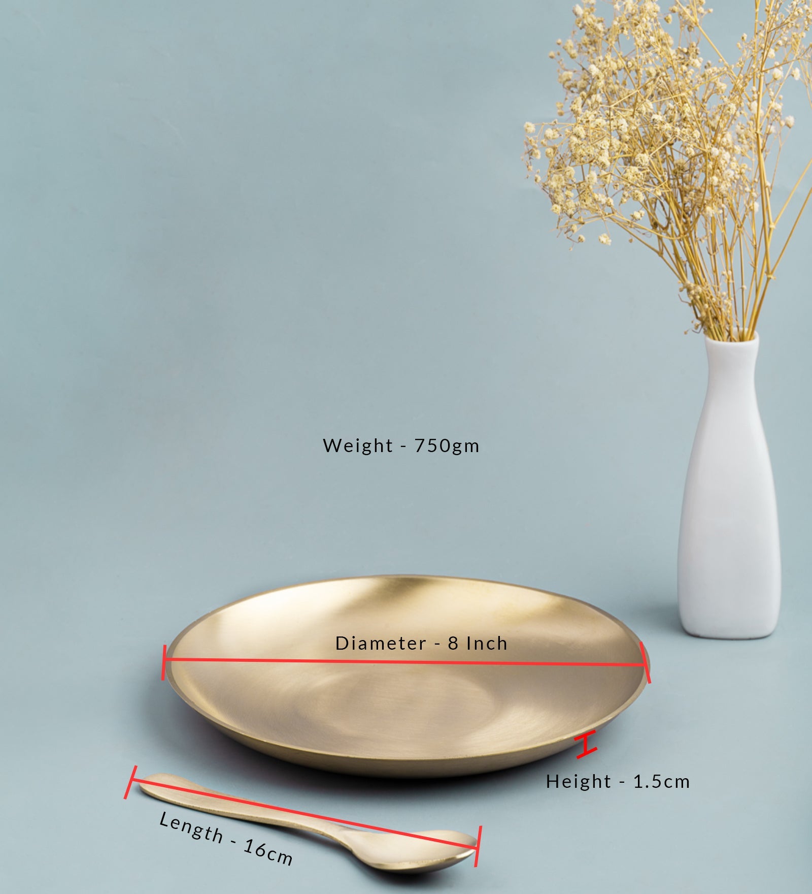 Set of 6 Matt Finish Handmade Bronze Breakfast Plate with Spoon – Dinner Set on Brown Living™. SKU: Bronze-Breakfast-Plate-6-set-2760g-packof12. Img 3.