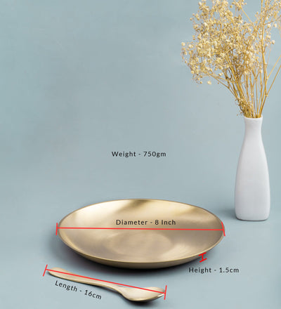 Set of 6 Matt Finish Handmade Bronze Breakfast Plate with Spoon – Dinner Set on Brown Living™. SKU: Bronze-Breakfast-Plate-6-set-2760g-packof12. Img 3.