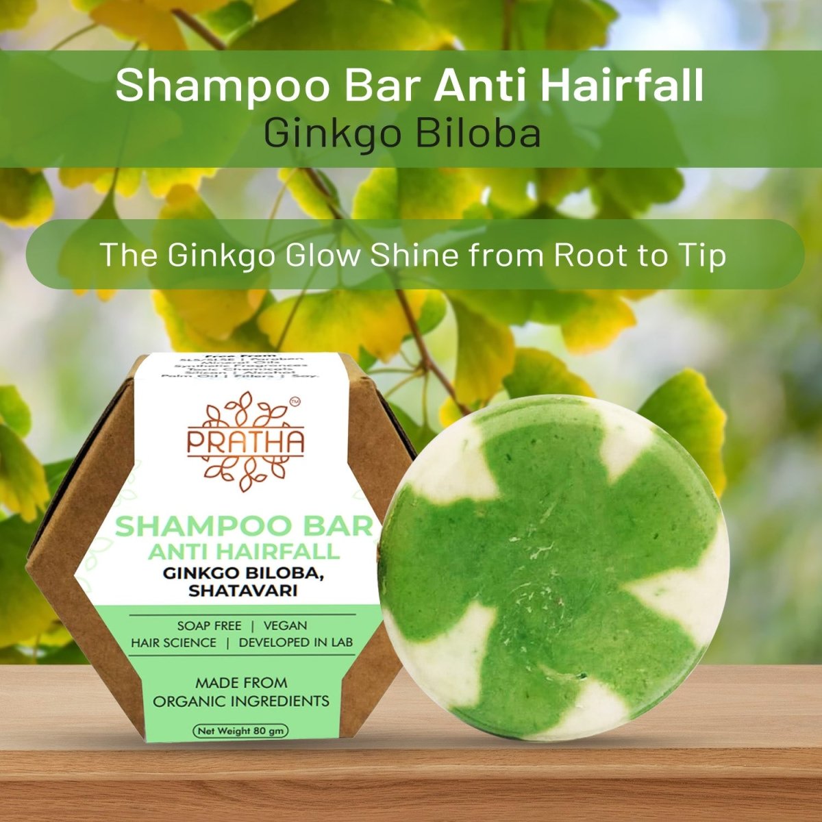 Shampoo bar - Ginkgo Biloba , Shatavari | Anti Hair loss | Verified Sustainable by Brown Living™