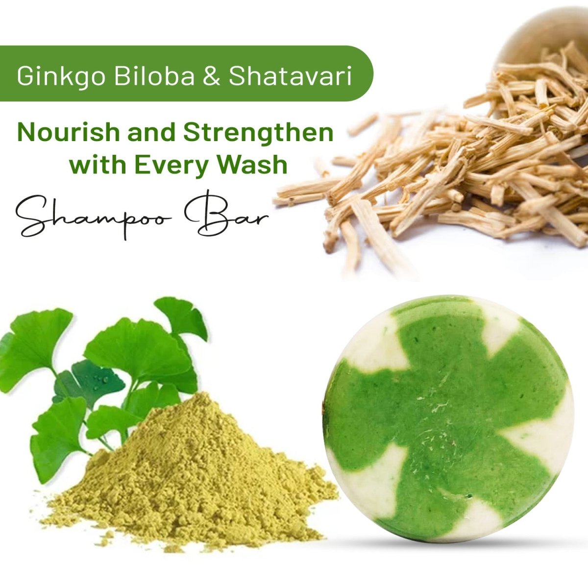 Shampoo bar - Ginkgo Biloba , Shatavari | Anti Hair loss | Verified Sustainable by Brown Living™