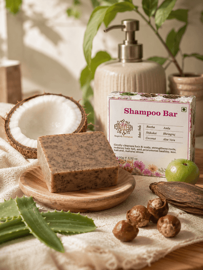 Shampoo Bar with Shikakai, Reetha, Amla, Bhringraj, Coconut & Hibiscus – Hair Shampoo Bar on Brown Living™. SKU: phpnl_shmapooBar_01. Img 1.