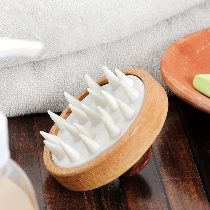 Shampoo Scalp Massager | Wooden Scalp Roller With Soft Bristles – Massager on Brown Living™. SKU: KOE020-WSM. Img 1.