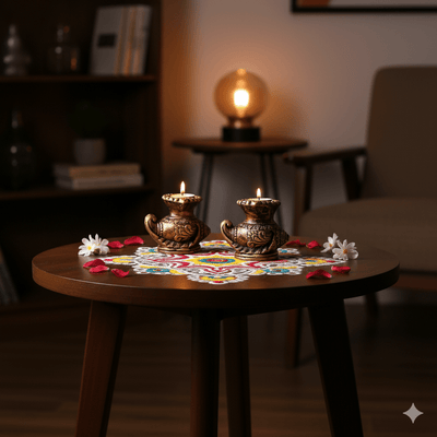 Shankh Diya Set Of 2 - Diwali Decoration & Festival Lighting – Home Decor on Brown Living™. SKU: D66. Img 4.