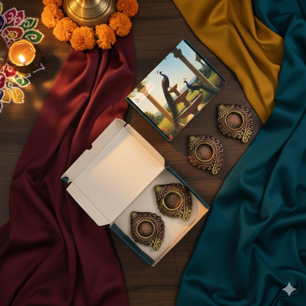Shankh T Light Set Of 4 - Diwali Decoration & Festival Lighting – Home Decor on Brown Living™. SKU: D58. Img 2.