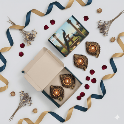 Shankh T Light Set Of 4 - Diwali Decoration & Festival Lighting – Home Decor on Brown Living™. SKU: D58. Img 4.