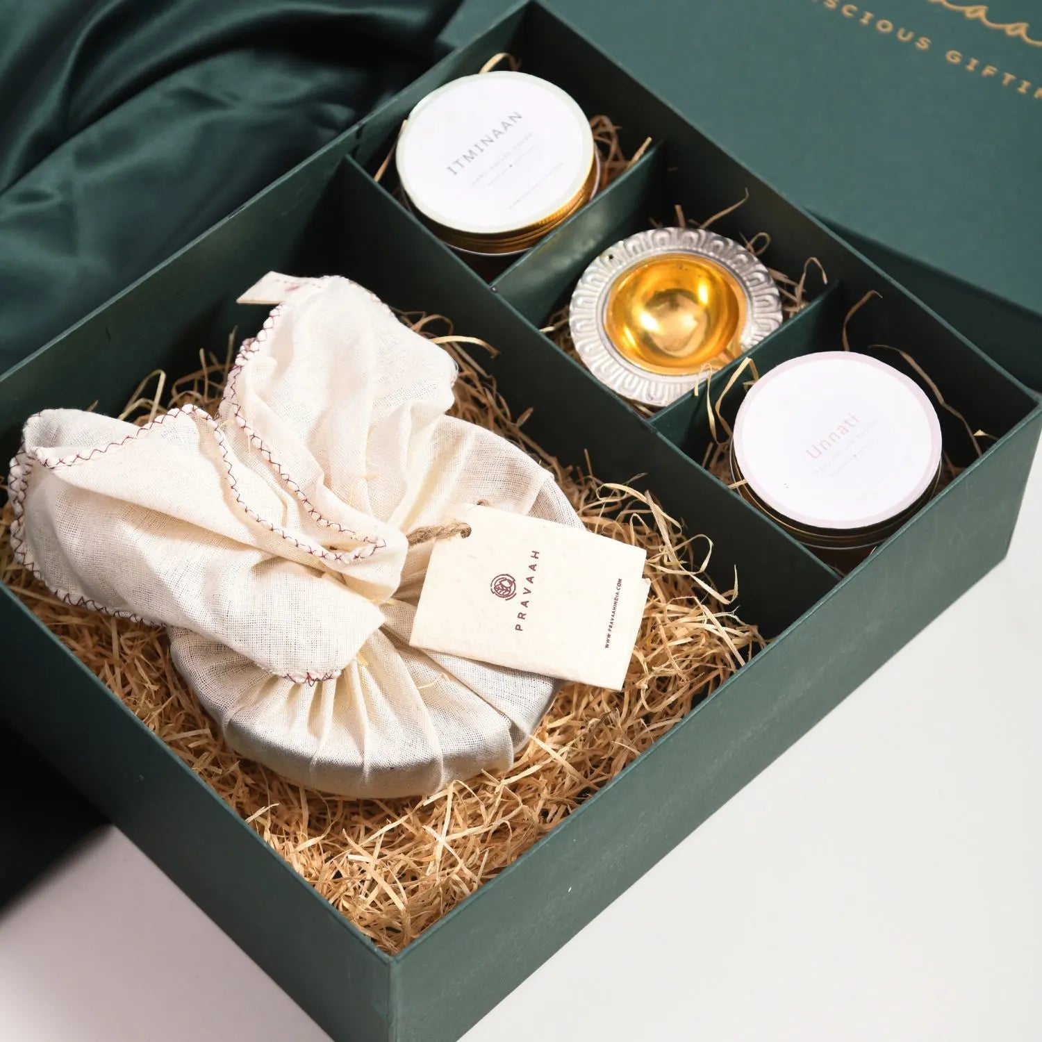 Shanti Glow – Sustainable Luxury Gift Set for Festivals & Celebrations – Gift Box on Brown Living™. SKU: PRA25GH018A. Img 1.