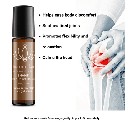 Shanti Pain Relief Roll On | Ayurvedic Muscle & Joint Relief Oil |10ml – Body Oil on Brown Living™. SKU: SHA-WEL-1-NAM. Img 2.