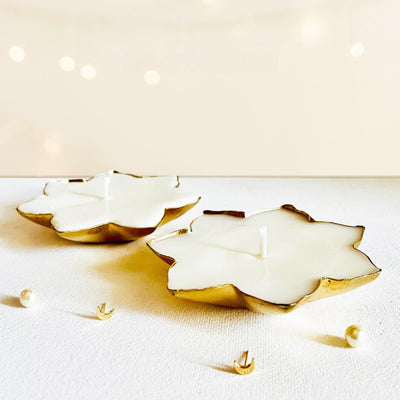 Shanvi | Laxmi Lotus Urli 100% Coconut Wax Candles | Set of 2 – Candles & Fragrances on Brown Living™. SKU: FC01. Img 1.