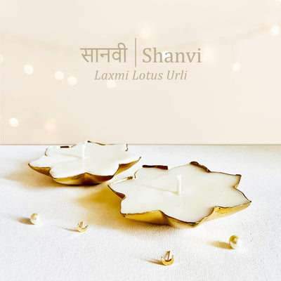 Shanvi | Laxmi Lotus Urli 100% Coconut Wax Candles | Set of 2 – Candles & Fragrances on Brown Living™. SKU: FC01. Img 3.