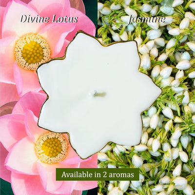 Shanvi | Laxmi Lotus Urli 100% Coconut Wax Candles | Set of 2 – Candles & Fragrances on Brown Living™. SKU: FC01. Img 4.