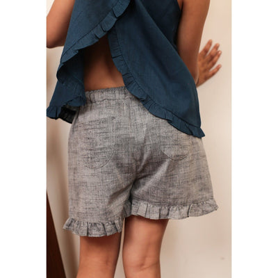 Shark Grey Shorts | Cotton Shark Grey Shorts for Girls – Kids Daywear Sets on Brown Living™. SKU: MCBL49. Img 2.