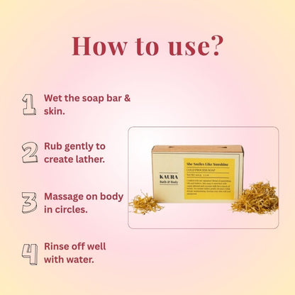 She Smiles Like Sunshine Natural Floral Soap | 100g – Body Soap by Kaura available on Brown Living™. . SKU: KI303. Img 3.