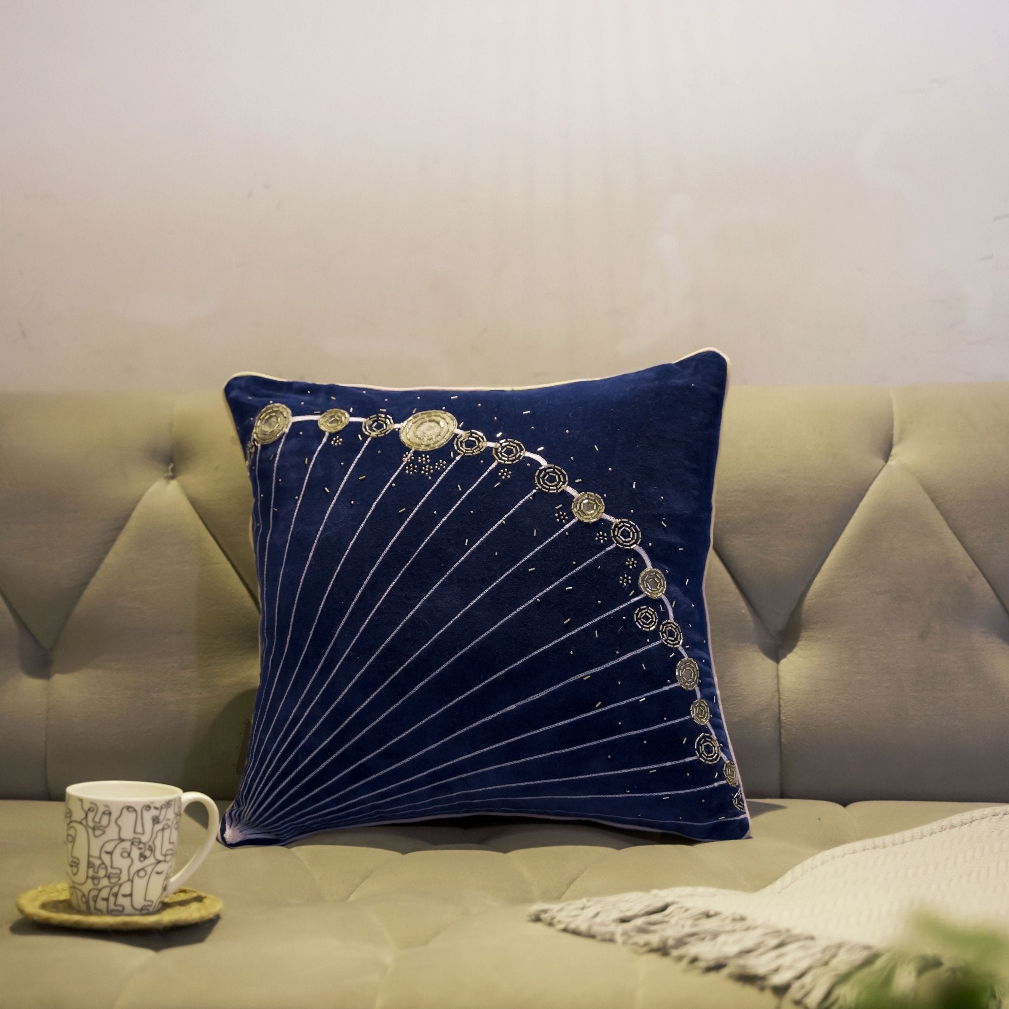 Shell Cotton Cushion Cover | Soft & Decorative Home Accent – Pillow on Brown Living™. SKU: ULCC009. Img 1.