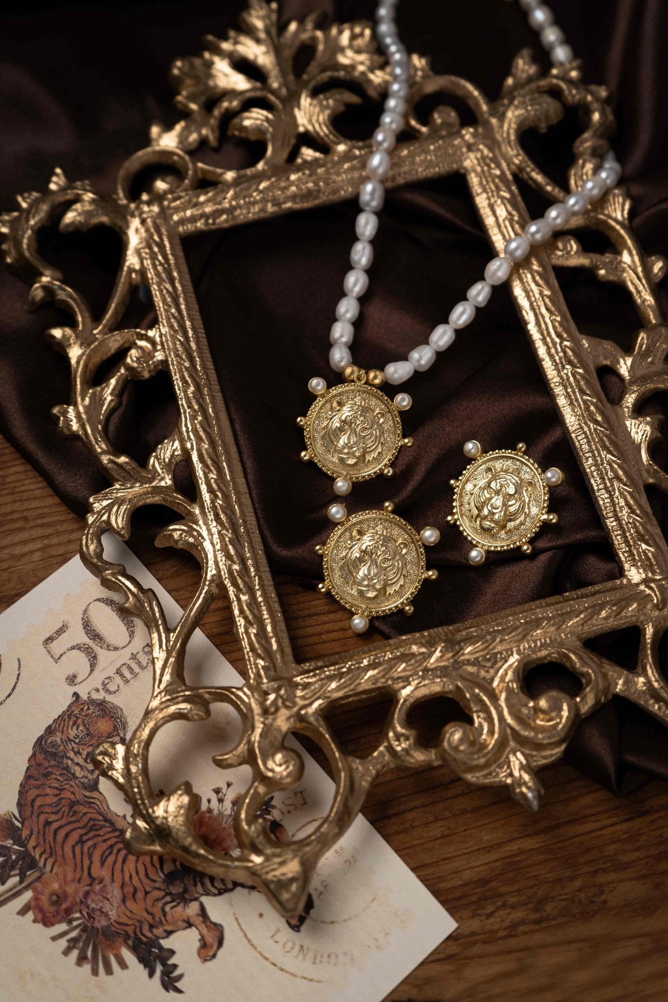 Shera Earrings | Recycled Brass With 22K Antique Gold Plating – Womens Earrings on Brown Living™. SKU: NSSE02. Img 2.