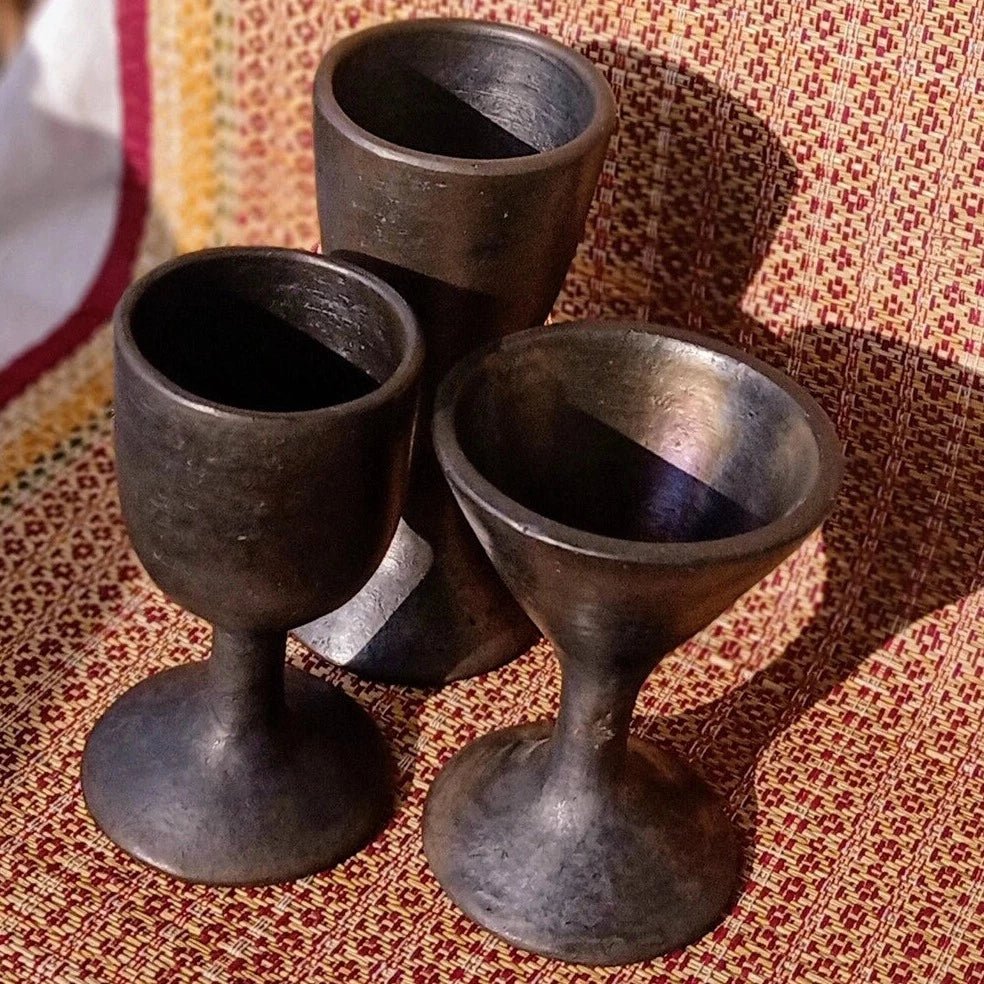 Sherry - Longpi Black Pottery Wine Glass – Bar Glassware by Terracotta by Sachii available on Brown Living™. . SKU: SACHII002. Img 2.
